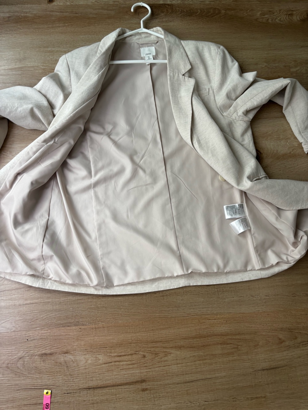 H&M Light Beige Oversized Linen-Blend Blazer - Picture 3 of 13